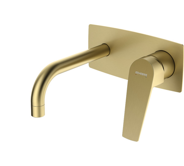 Monomando de lavabo empotrado caño 16 cm Oro Cepillado Kloe